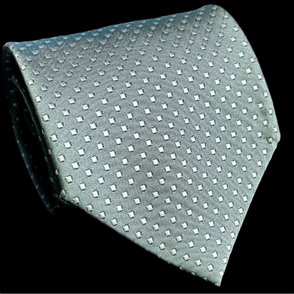 VALERIA BOLDI of Milan Italy Men’s Neck Tie • Teal with Gray Dots • 60”L x 4”W - Picture 3 of 5